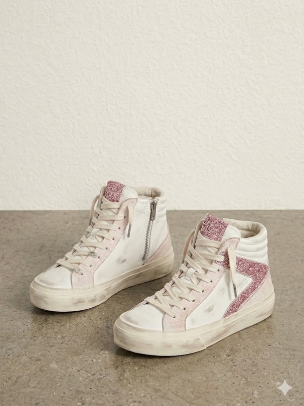NEW “Dirty By Design” SKECHERS COURT & CLASSIC SKX WHITE AND METALL PINK SZ 7.5